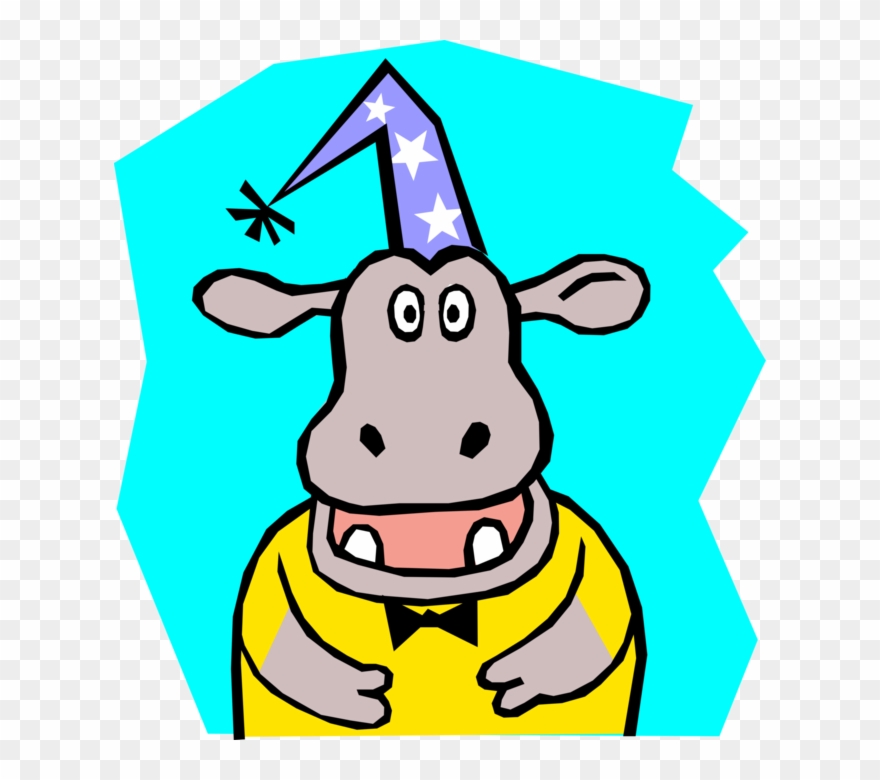 Vector Illustration Of Hippopotamus Party Animal Clipart