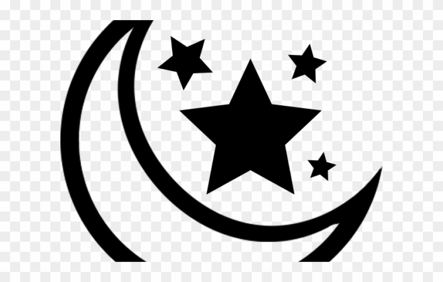 Crescent Clipart Moon Starts - Star Stickers Black And White - Png Download