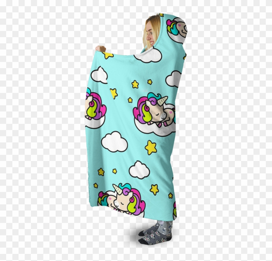 3d Unicorn Sleeping In The Cloud Full-print Hooded - Cartoon Clipart