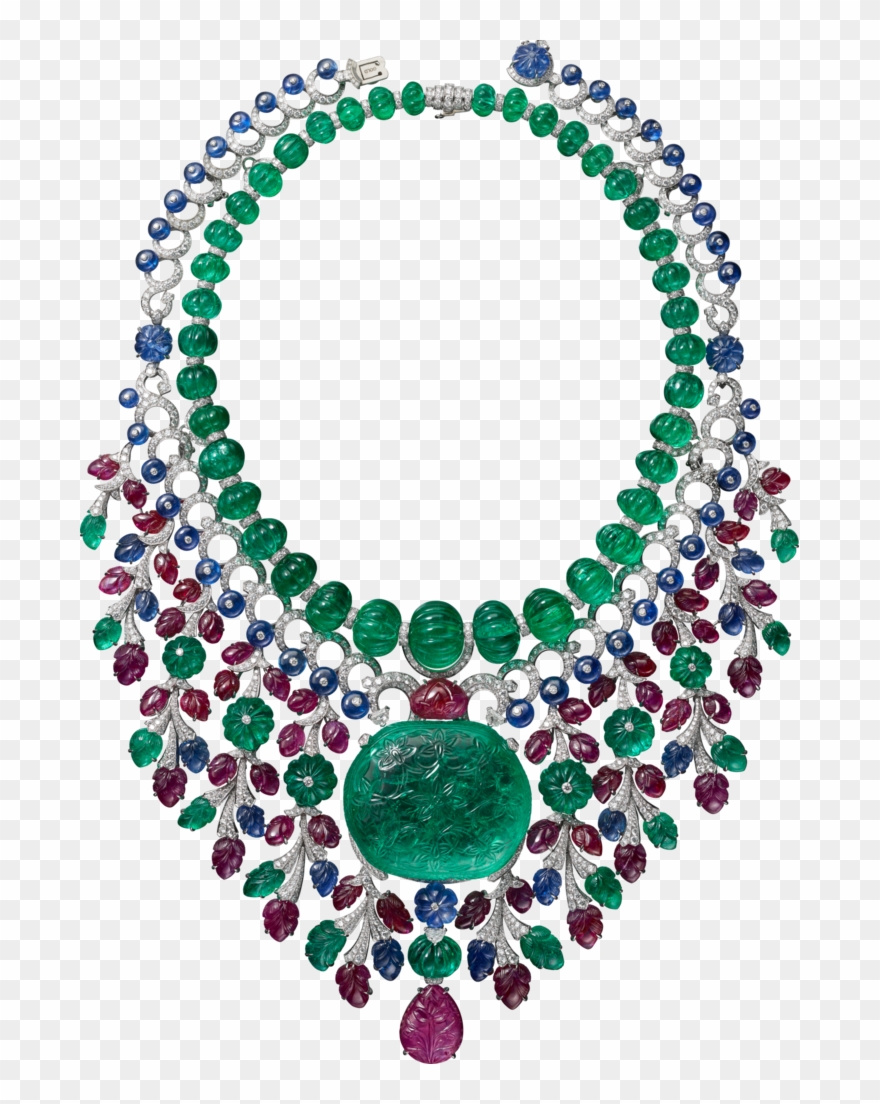 Collar Alta Joyería Platino, Esmeraldas, Rubíes, Zafiros, - High Jewellery Cartier 2018 Clipart