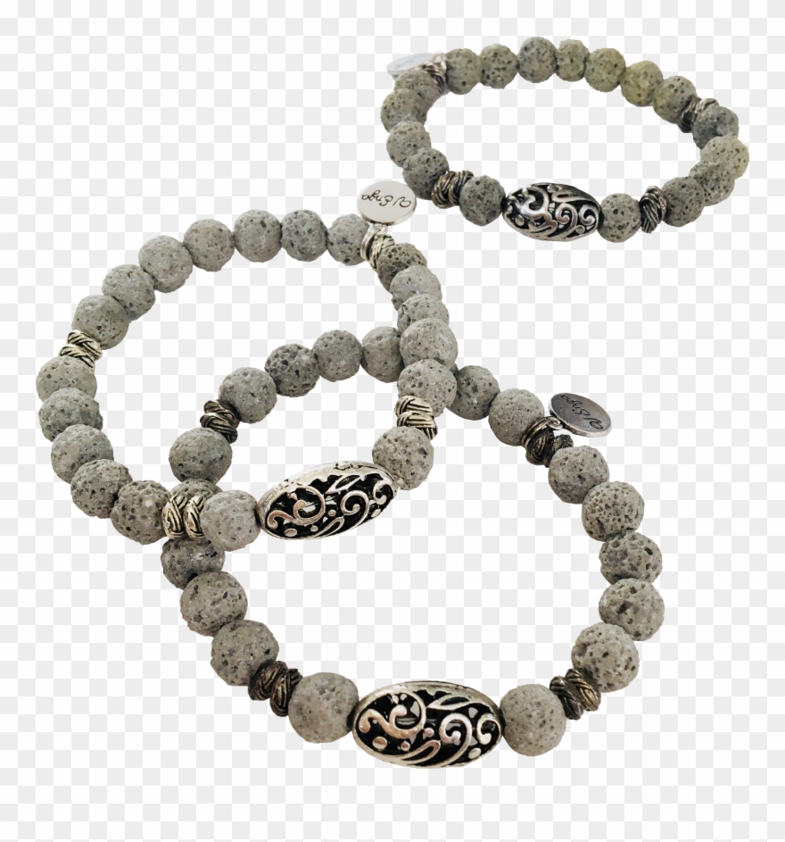 Essential Oil Bracelet ~ Grey - Bead Clipart