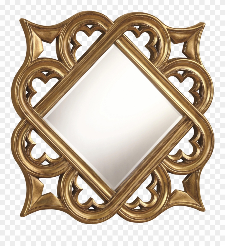 Golden Mirror Frame Free Png Image - Diamond Shape Photo Frame Clipart