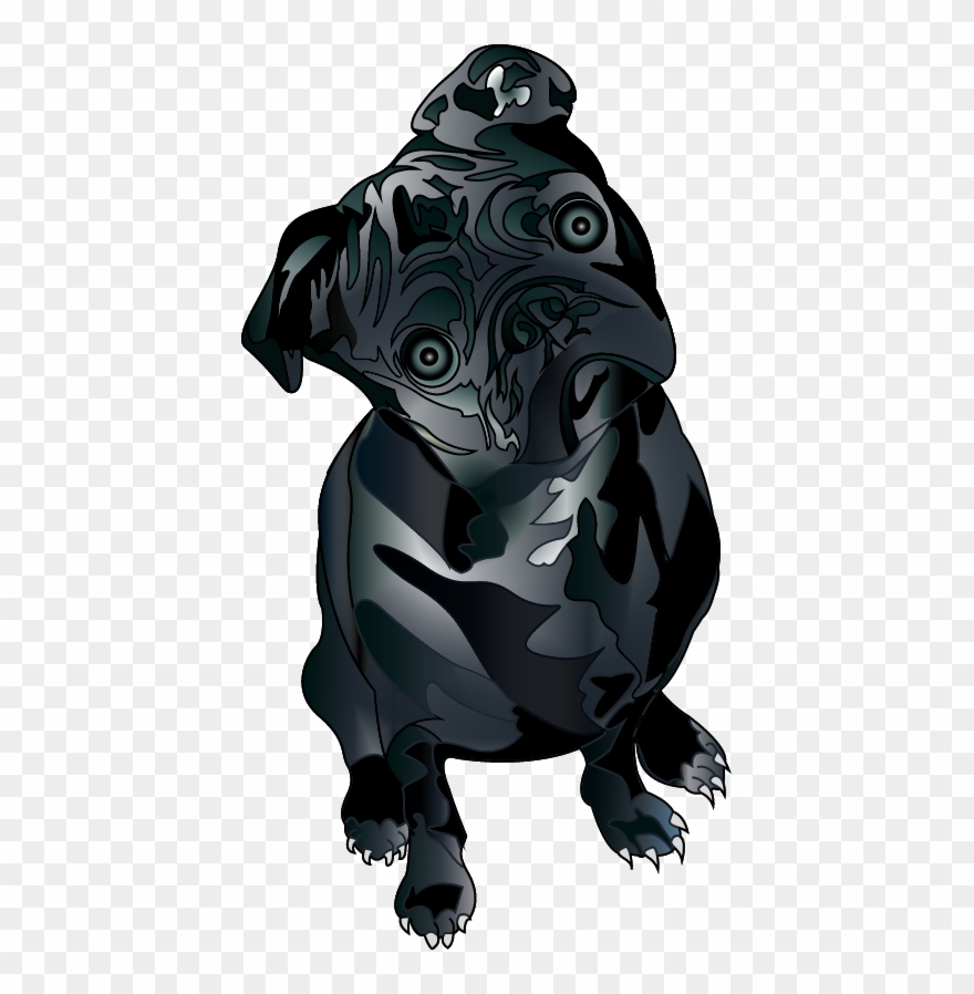 Black Pug - Illustration Clipart