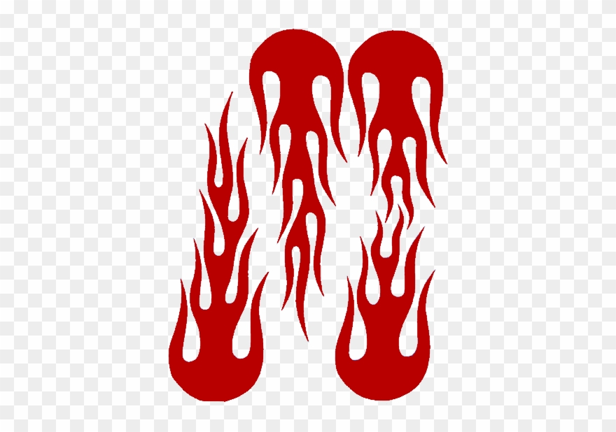 Red Tall Flames 4" X 5 3/8" Reflective Vinyl - Illustration Clipart