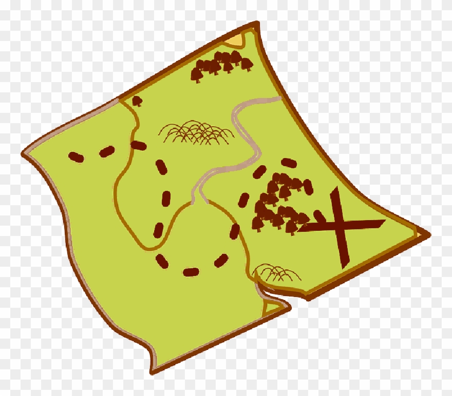 Scroll, Simple, Map, Cartoon, Template, Compass, Road - Map Clip Art - Png Download