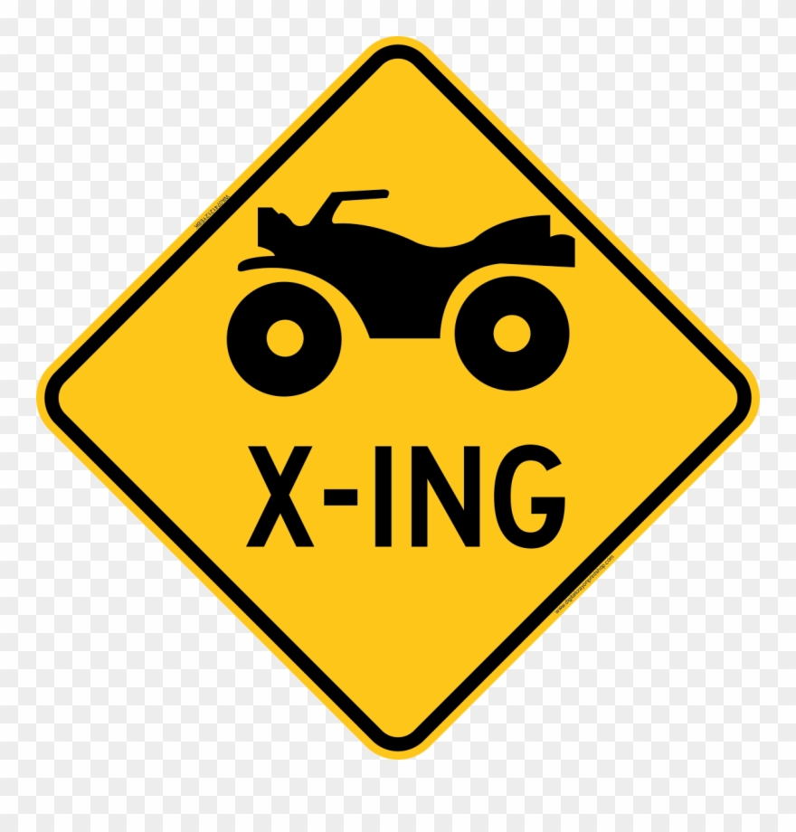 Atv Crossing Warning Trail Sign Yellow - Challenges Ahead No Background Clipart