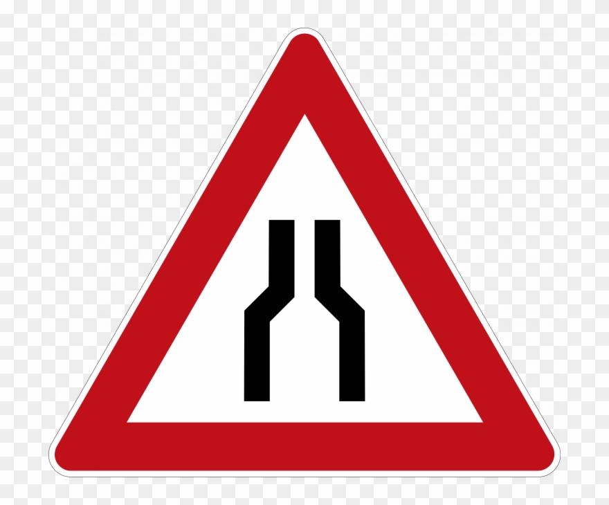 Narrow Roadway Ahead - Achtung Icon Clipart
