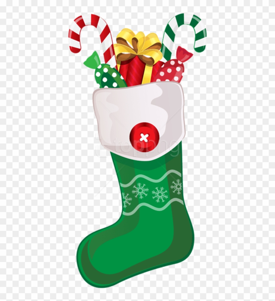 Free Png Christmas Green Stocking With Candy Canes - Green Christmas Stocking Png Clipart