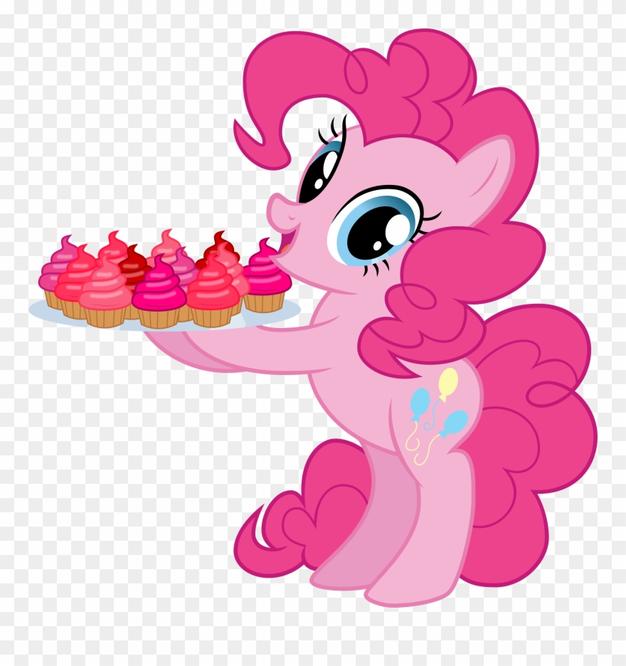 Pony, Safe, Simple Background, Smiling, Solo, Standing, - Mlp Pinkie Holding Cupcakes Clipart