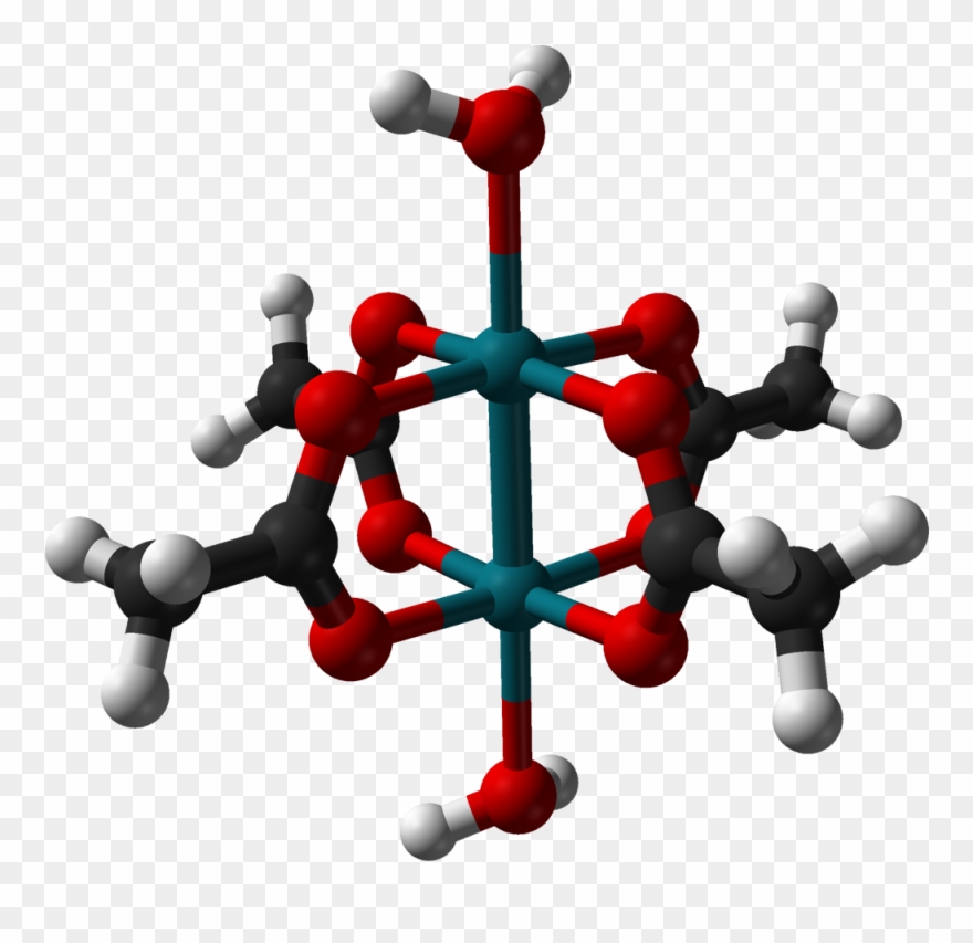 Rhodium Acetate Hydrate Dimer From Xtal 1971 3d Balls - Chromium Ii Acetate Hydrate Structure Clipart