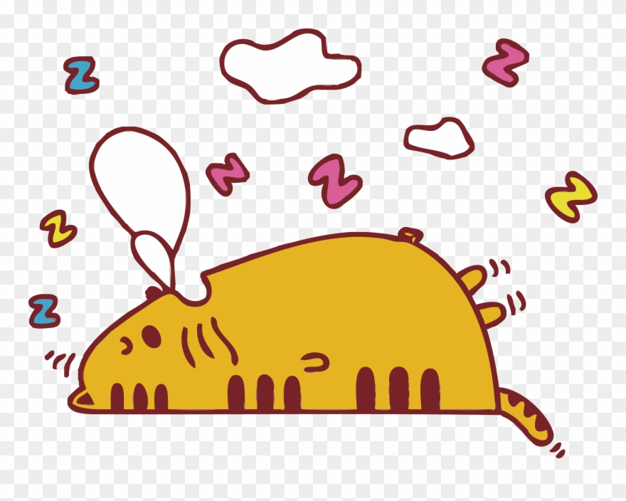 Cat Wall Sticker Clip Art Cartoon Cute Lazy Cat Sleeping - Lazy Cat Clipart - Png Download