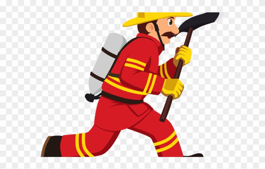 Axe Clipart Fire Dept - Firefighter Running Clipart - Png Download