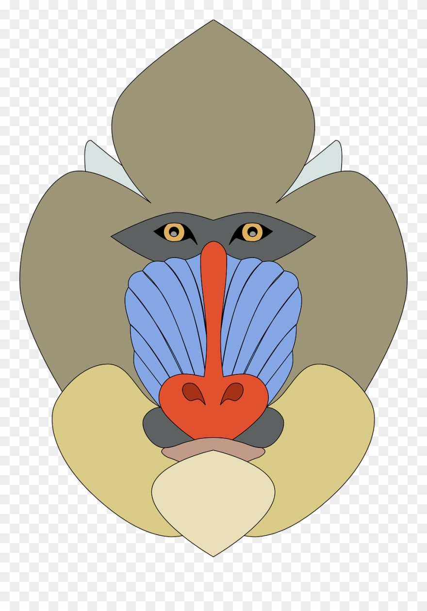 Mandrill Baboon Face Clip Art - Png Download