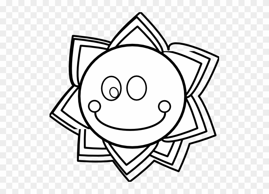 Massimo Sole Black White Line Art 555px - Картинка Слънце За Оцветяване Clipart