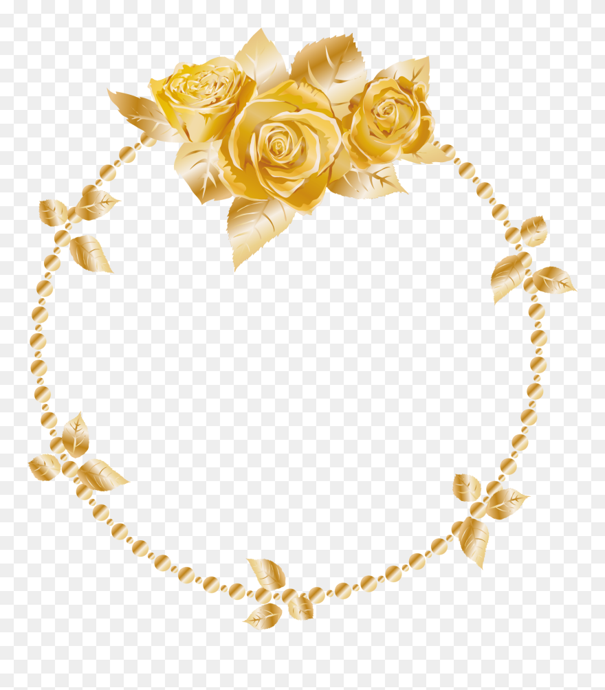 #rose #oses #wreath #gold #header #border #frame #decor - Gold Rose Border Frame Clipart