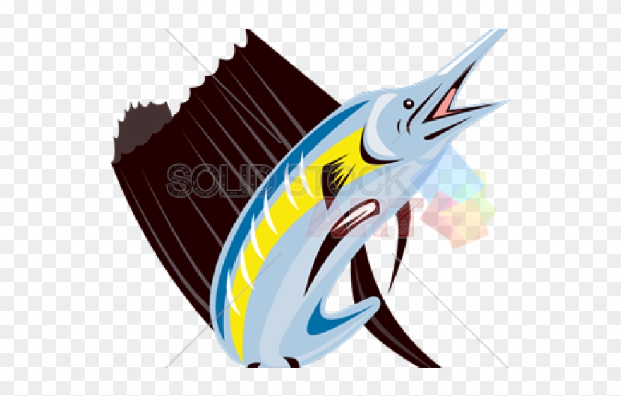 Swordfish Clipart Blue Marlin - Sailfish Jumping - Png Download