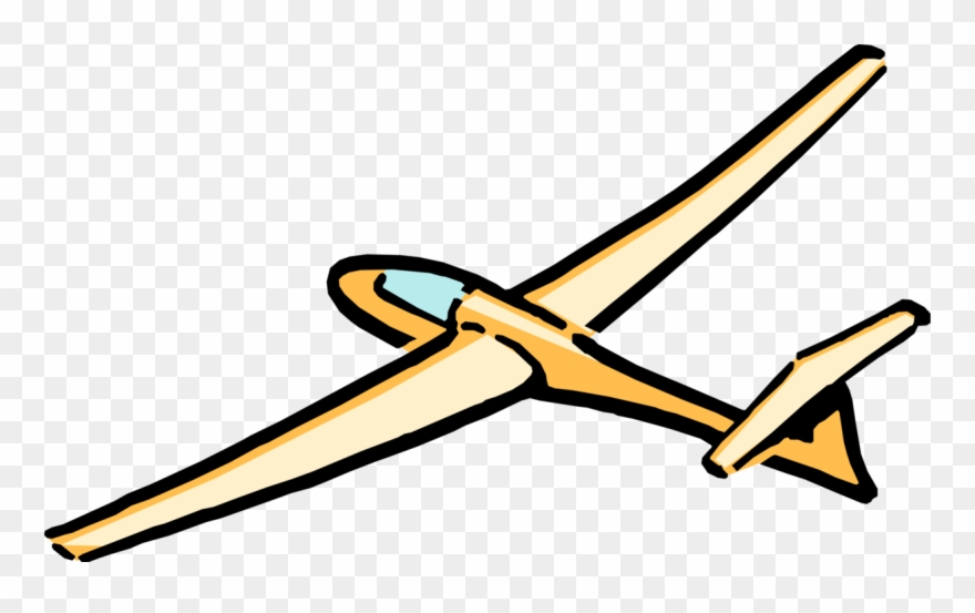 Vector Illustration Of Glider Heavier Than Air Aircraft - Cartoon Glider Clipart