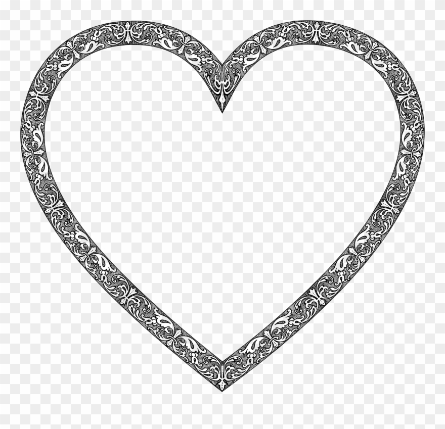 Picture Library Techflourish Collections Clipart Vintage - Heart Frame Black And White Png Transparent Png