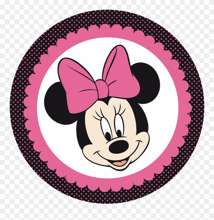 Minnie Rosa Y Negro - Minnie Mouse Circle Frame Clipart