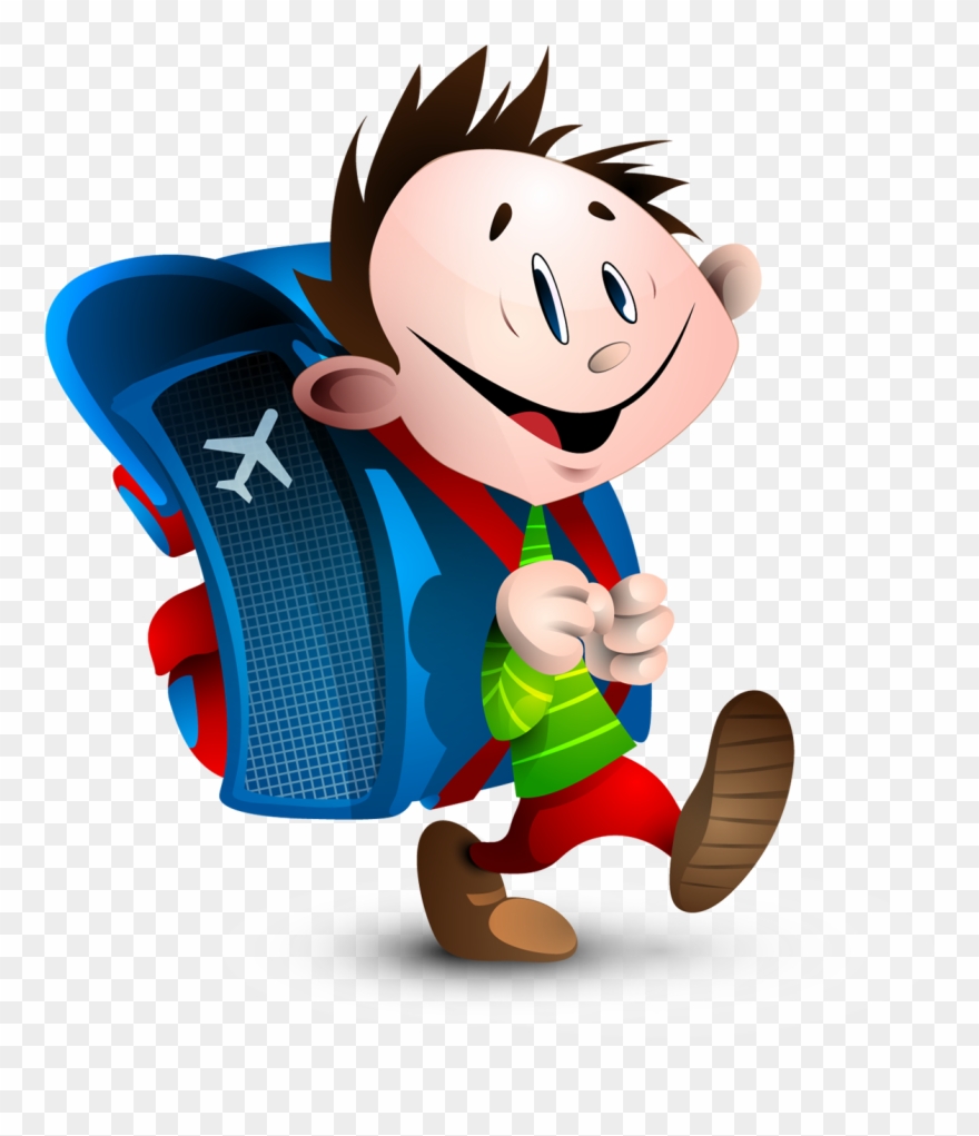 Animation Child School Clip Art - Go To School Cartoon - Png Download