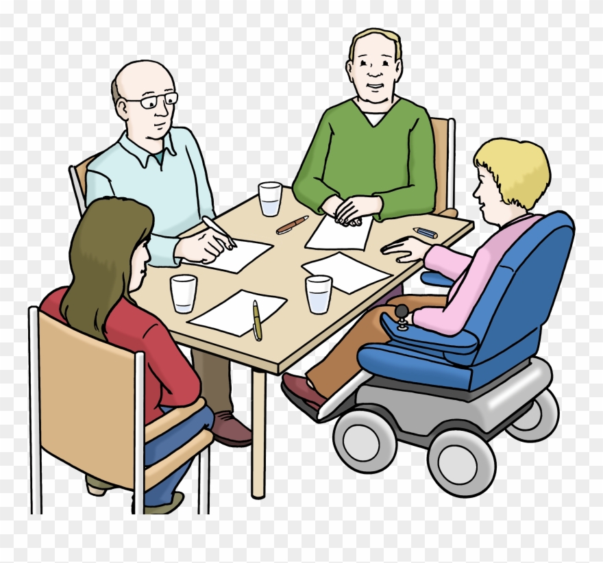 Viele Mitarbeiter Arbeiten Zusammen - Menschen Am Tisch Zeichnen Clipart