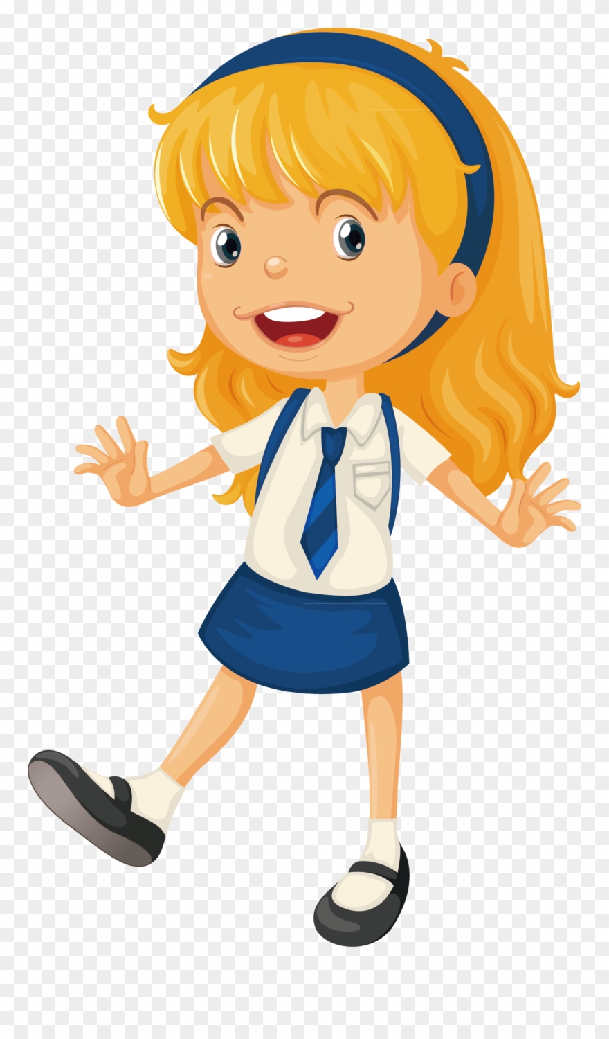 Download Animation Schools, School Uniform Girls, Starting School
