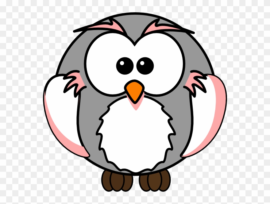 Grey Cartoon Owl Clipart