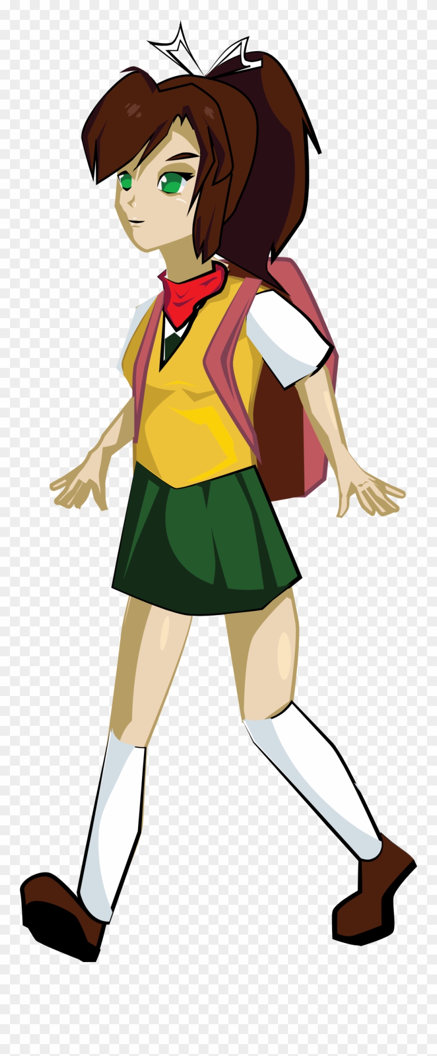 Big Image - Clip Art Girl Walking Png Transparent Png