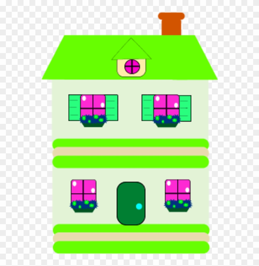 Simple House With Two Stories - Color Clipart