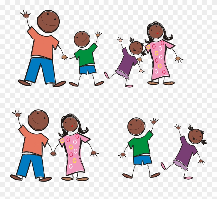 Clipart - Stick Figure Family Free - Png Download