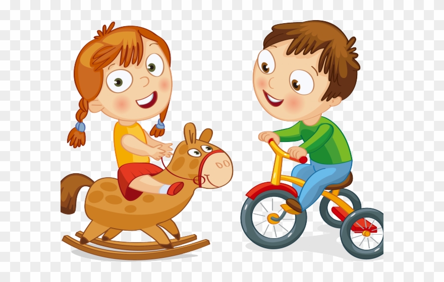 Tricycle Clipart Toddler Bike - Children Playing Cartoon - Png Download