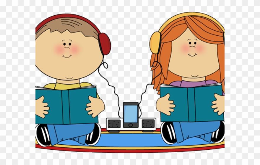 Stories Clipart Student - Listening To Books Cartoon - Png Download