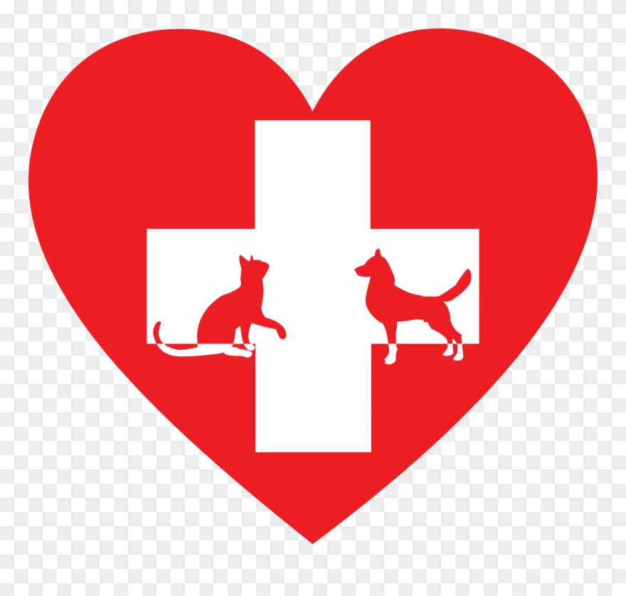 Free Clipart Of A Silhouetted Cat And Dog With A Red - Clip Art Veterinarian - Png Download
