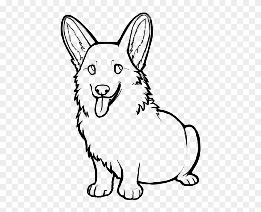 Clip Art Transparent Line Drawing At Getdrawings - Corgi Cartoon Black And White - Png Download