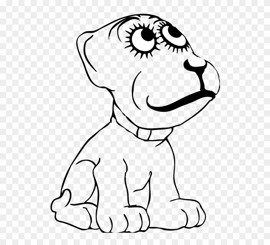 White Cartoon Dog - Dog Black And White Hd Cartoon Clipart