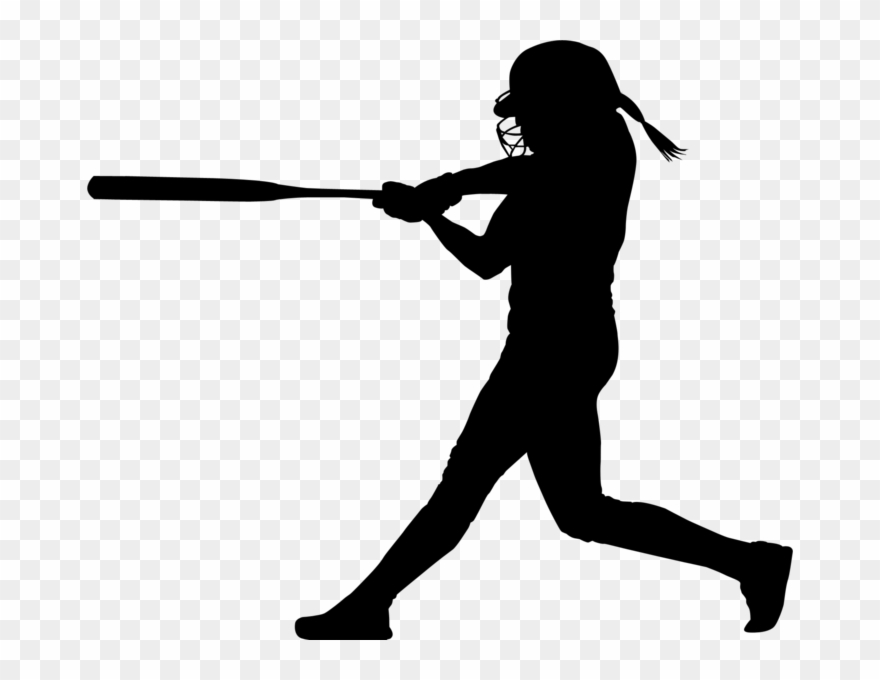 Pin Softball Clipart Transparent - Batting Softball Player Silhouette - Png Download