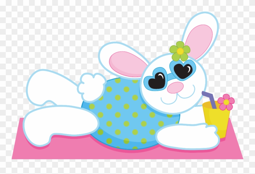 Summer Bunny Sommer Cliparts, Strand Pool, Am Strand, - Clipart Bunny At The Beach - Png Download