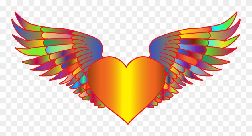 Prismatic Flying Heart - Portable Network Graphics Clipart