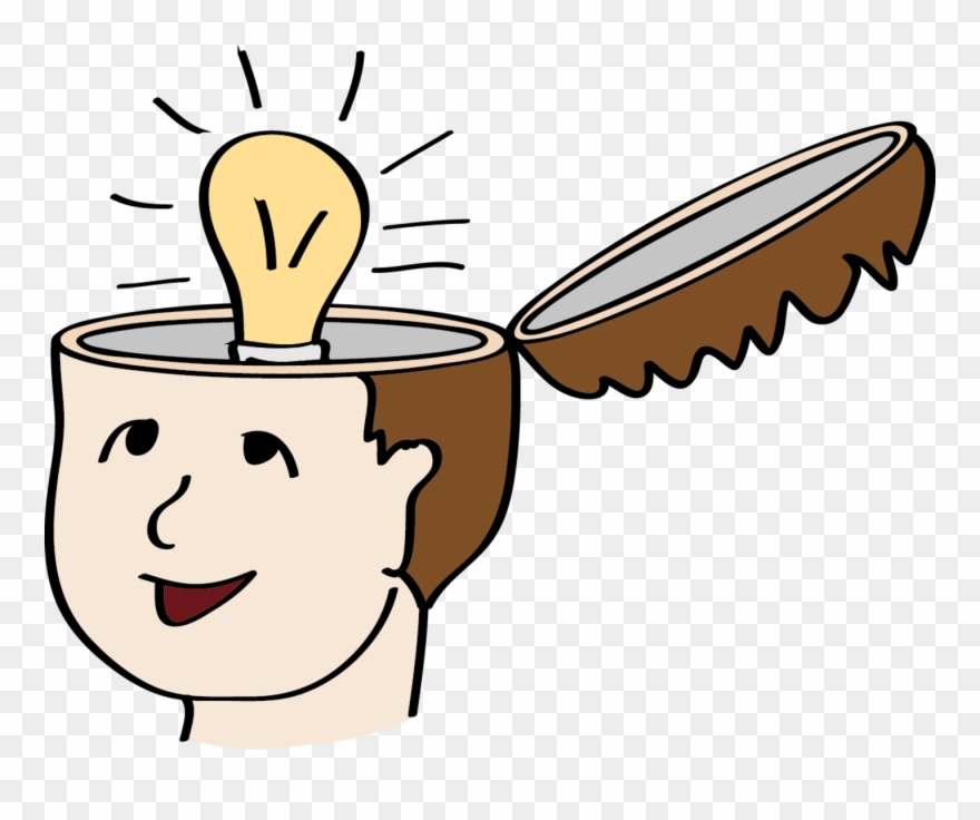 In Seinem Kopf Ist Eine Leuchtende Glühbirne Clipart
