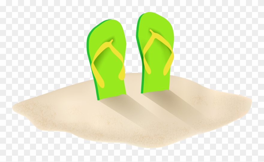 Green Flip Flops, Decorating Flip Flops, Clipart Images, - Flip Flop In Sand Clipart - Png Download