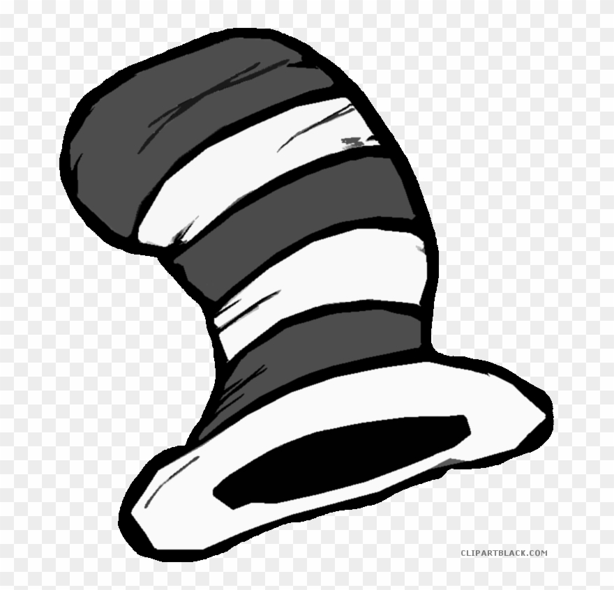 The Cat In The Hat Clipart - Cat In The Hat Hat Black And White - Png Download
