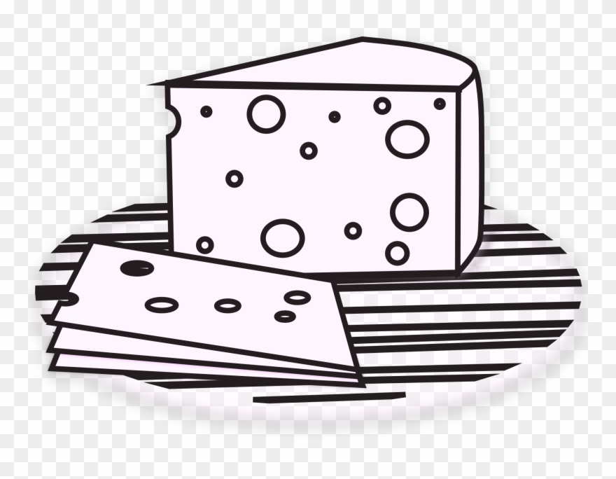 Cheese Coloring Books - Black And White Clip Art Cheese - Png Download
