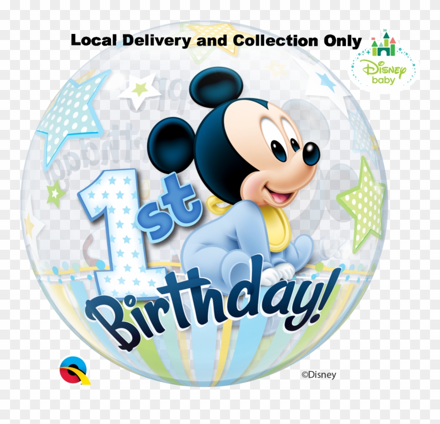 Mickey Mouse 1st Birthday Bubble Balloon - Roczek Png Clipart