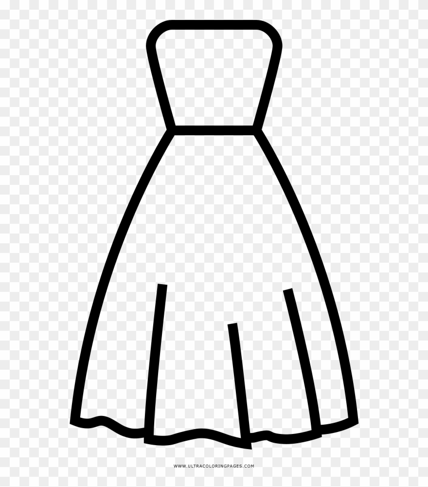 Ball Gown Coloring Page - Line Art Clipart