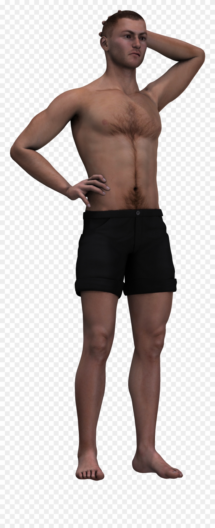 Man In Shorts And With A Naked Torso - Standing Clipart