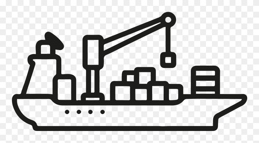 Marine - Line Art Container Ship Clipart