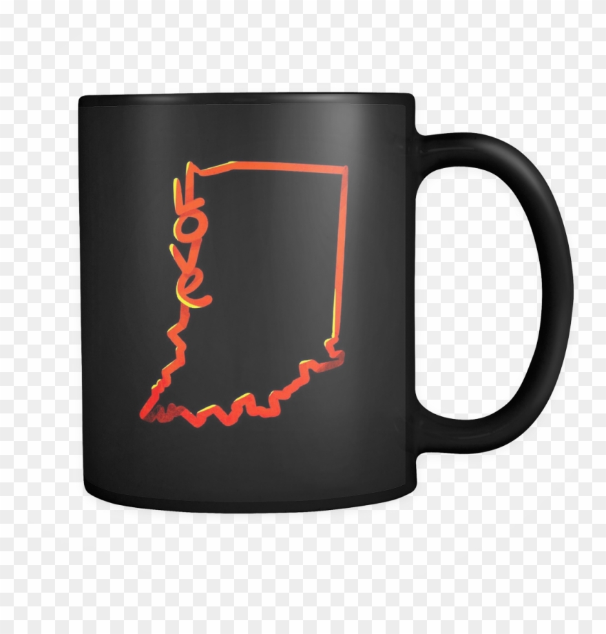 Love Indiana State Flag Map Outline Black 11oz Mug Clipart