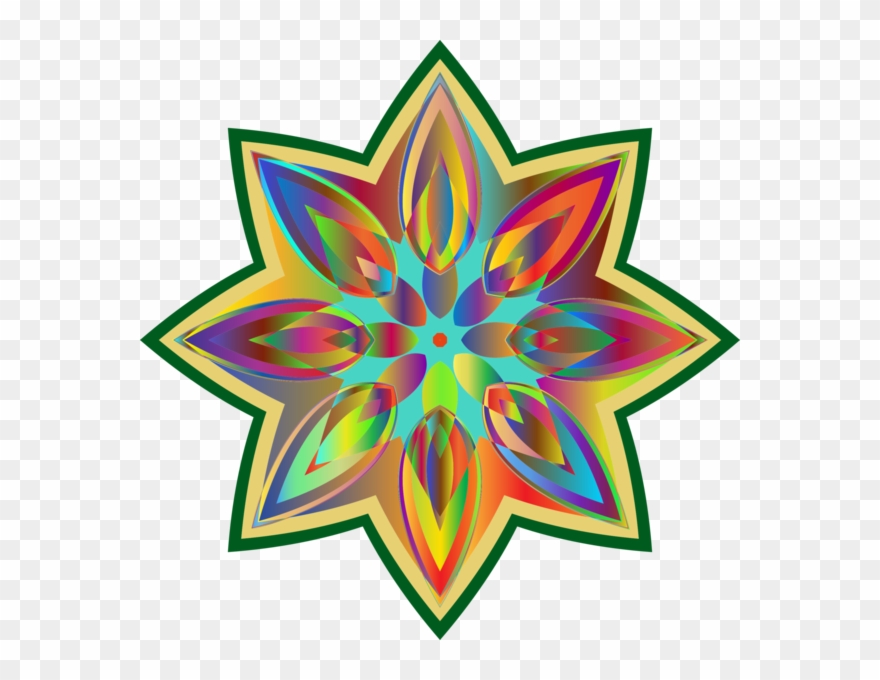 Prismatic Floral Star - กรอบ โลโก้ กาแฟ สวย ๆ ฟรี Clipart