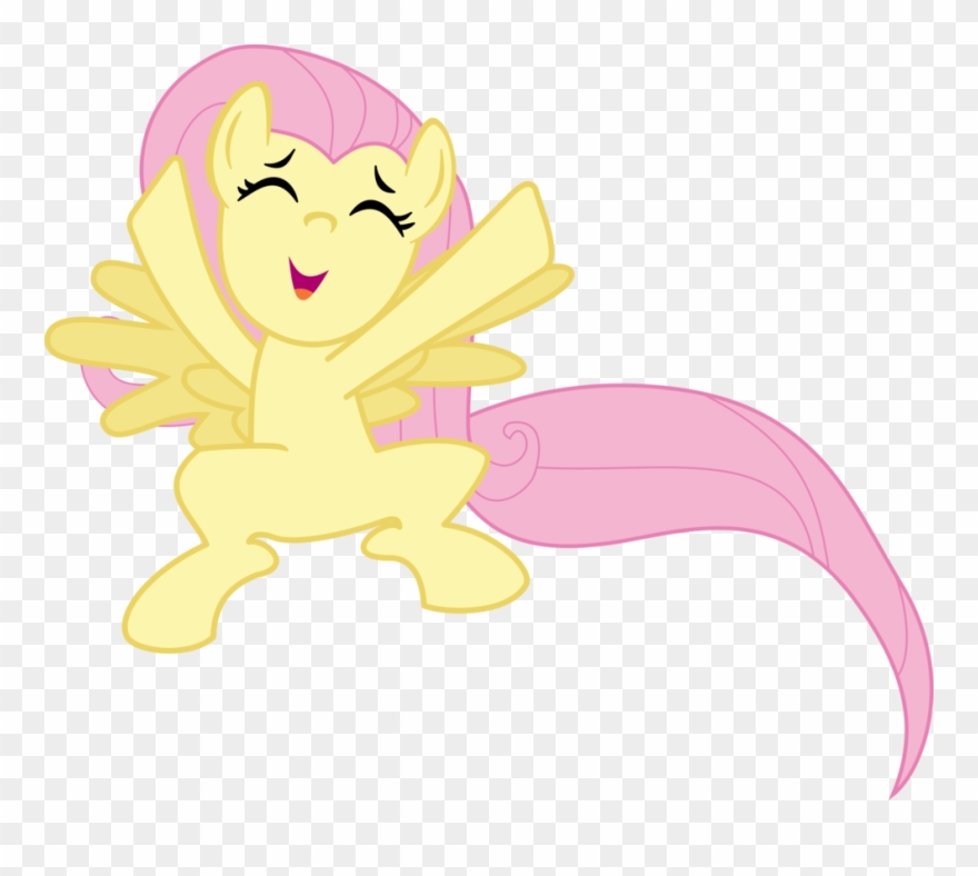 Cute, Eyes Closed, Fluttershy, Happy, Jumping, Open - My Little Pony Fluttershy Jump Clipart