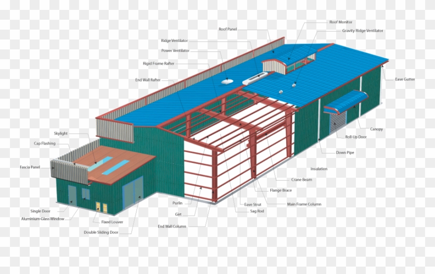 Fabrication Drawing Peb - Primary And Secondary Structure Building Clipart